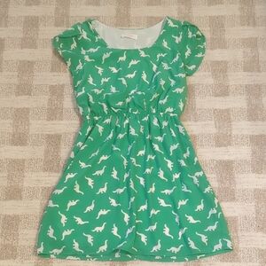 Peach Love California Green Dinosaur Modcloth Oh My Gosh Aline Dress